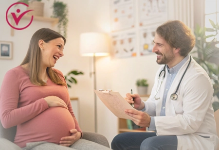 Беременная женщина проходит консультацию