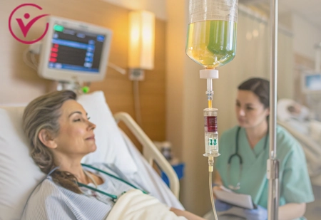 Пациент принимает капельницу